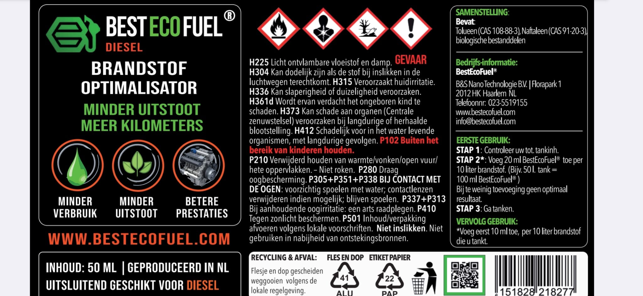 Best Eco Fuel Brandstofoptimalisator - 50ML - Diesel